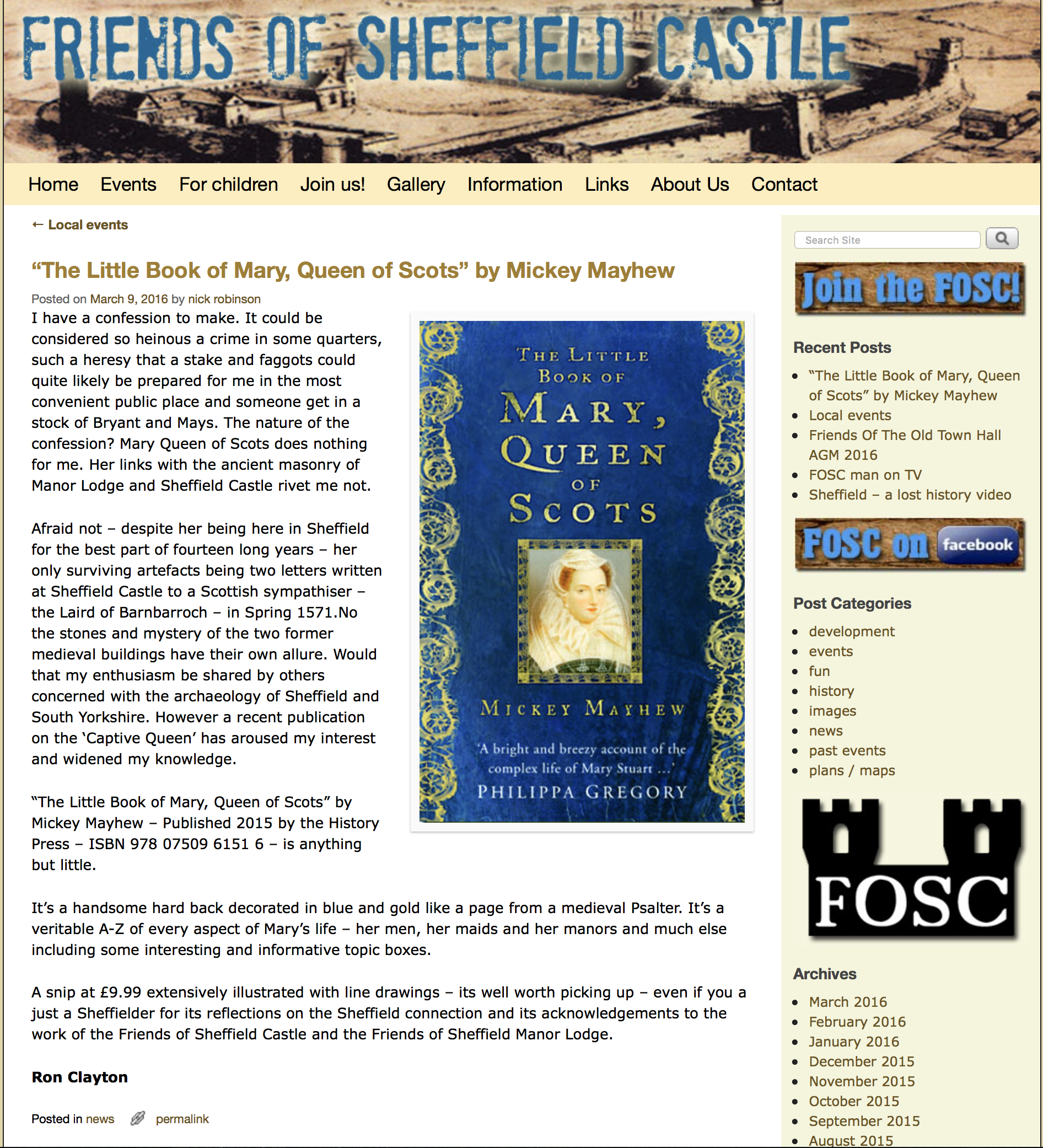 Friends of Sheffield Castle book review