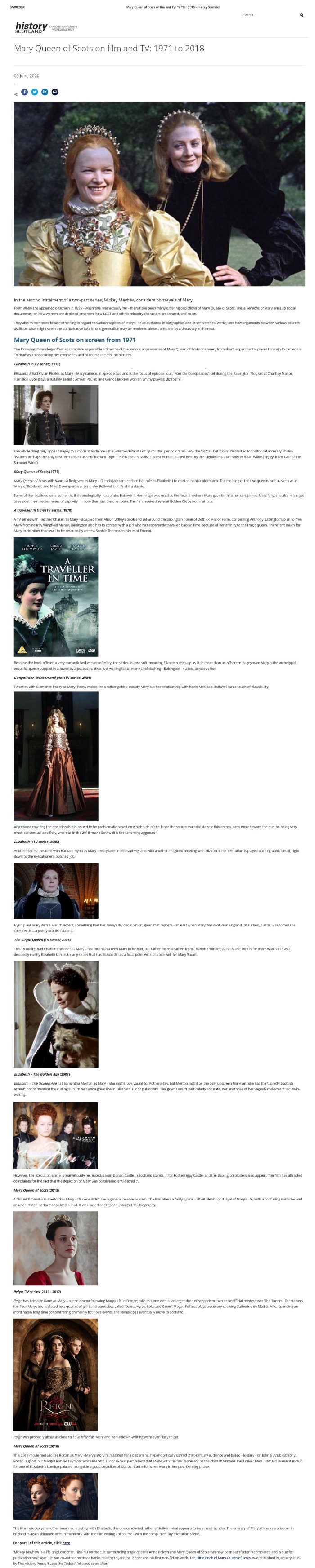 Mary Queen of Scots on film and TV_ 1971 to 2018 - History Scotland