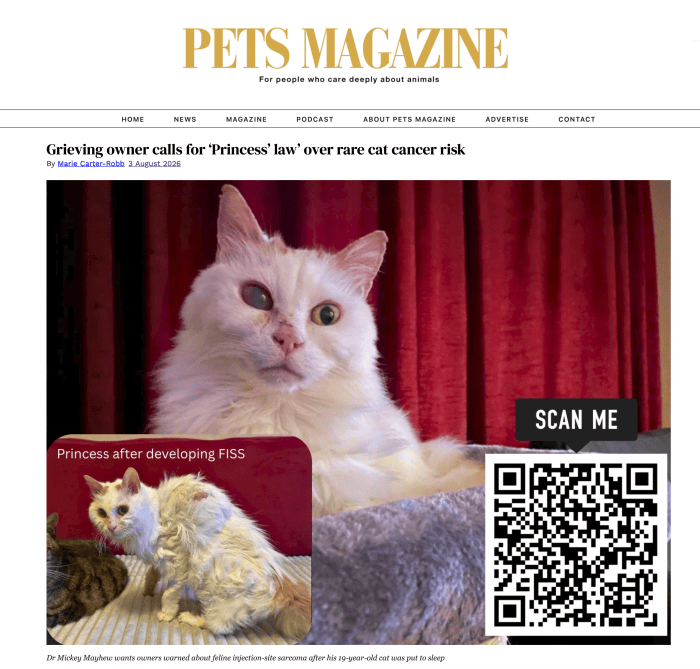 Pets Magazine feature about Mickey Mayhew and Princess' Law